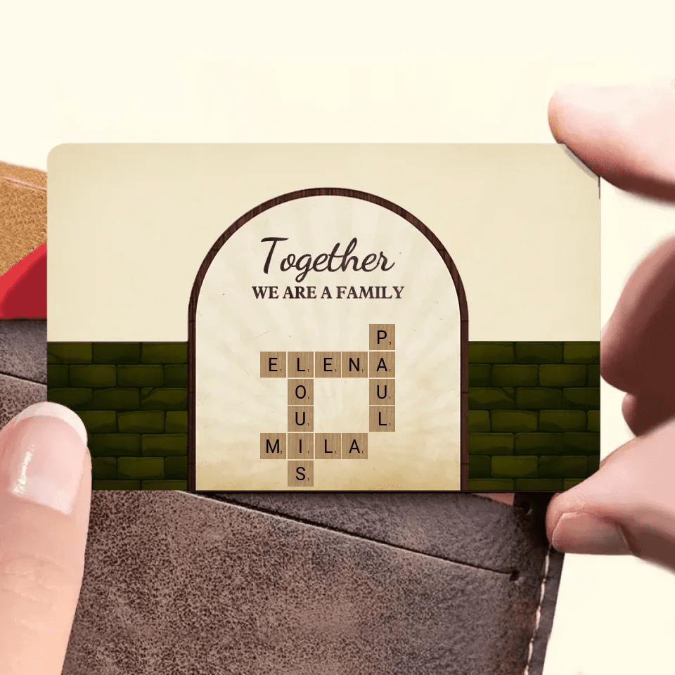 Together We Are A Family With Retro Crosswords - Customizable Family Wallet Card 723814 - Q - DiyGiftly