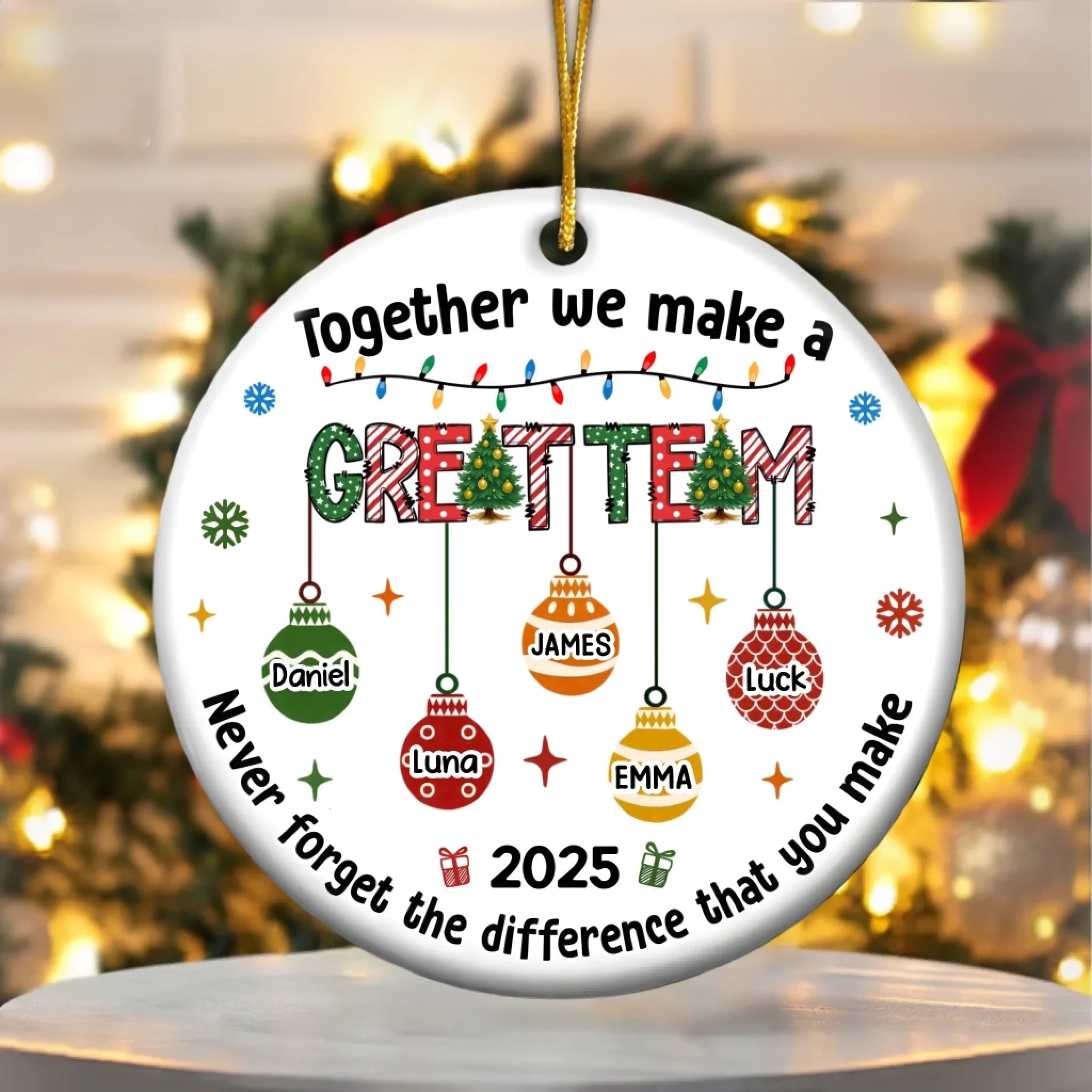 Together We Make A Great Team – Personalized Ceramic Ornament for Christmas Gift Exchange, Team Appreciation, Employee Gifts, Co - Workers, Boss, Family & Friends – Custom Thank You Ornament for Holiday Celebrations 1068719 - DiyGiftly