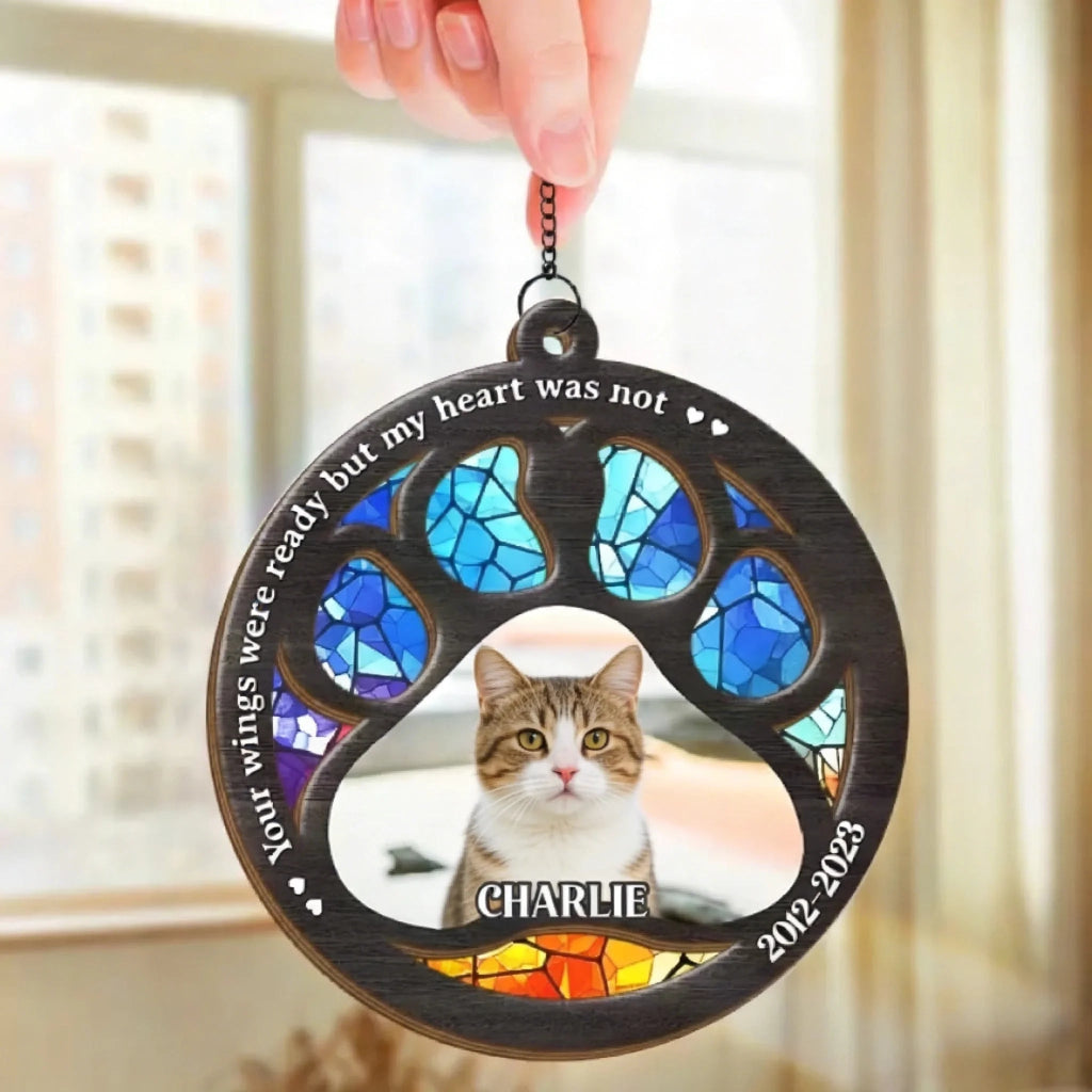 personalized cat memorial window suncatcher