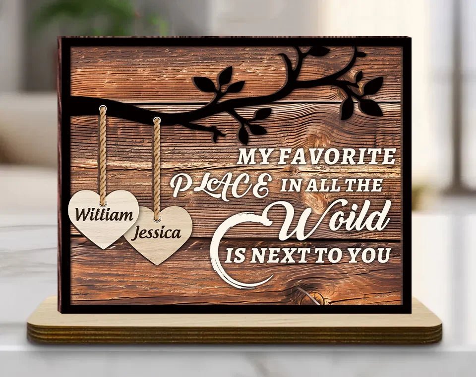 Tree Hearts - Personalized Custom 2 - Layer Wood Plaque With Flat Base 750691 - 751210 - DiyGiftly