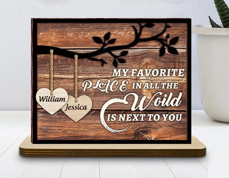 Tree Hearts - Personalized Custom 2 - Layer Wood Plaque With Flat Base 750691 - 751210 - DiyGiftly