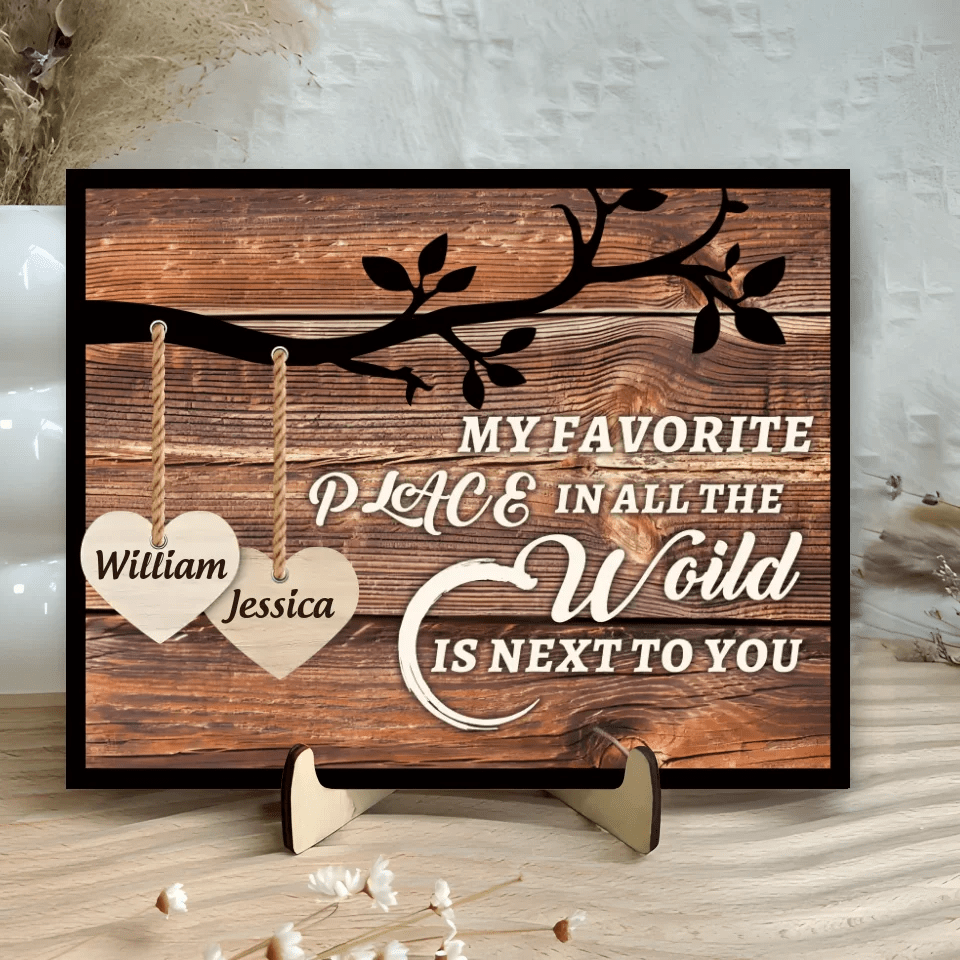 Tree Hearts - Personalized Custom 2 - Layer Wood Plaque With Flat Base 750691 - 751210 - DiyGiftly