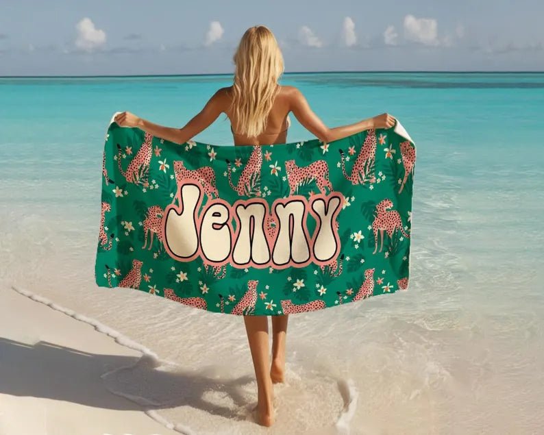 Tropical trend pattern Personalized Beach Towel Personalized Name Bath Towel Custom Pool Towel Beach Towel With Name Birthday Vacation Gift 15441920 - DiyGiftly