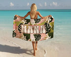 Tropical trend pattern Personalized Beach Towel Personalized Name Bath Towel Custom Pool Towel Beach Towel With Name Birthday Vacation Gift 15441920 - DiyGiftly