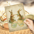 Two Bunnies and Easter Eggs Gift Card – Festive Spring Greeting Card - DiyGiftly