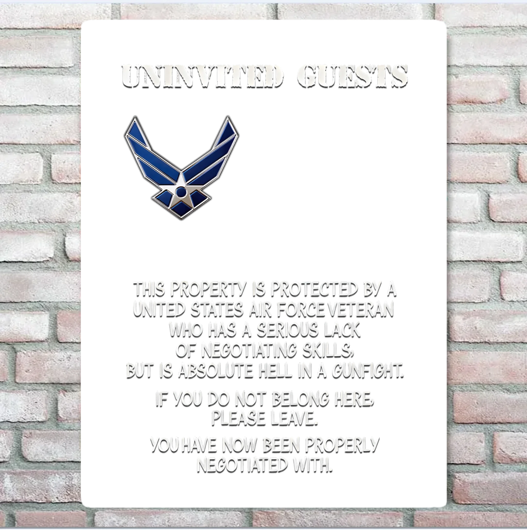Uninvited Guests This Property Is Protected By A Veteran Personalized Custom Metal Sign 746785 - 746888 - DiyGiftly