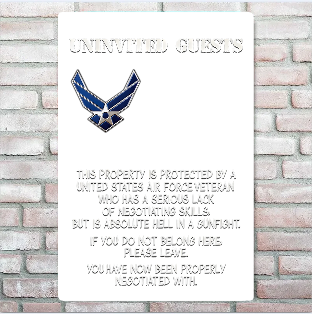 Uninvited Guests This Property Is Protected By A Veteran Personalized Custom Metal Sign 746785 - 746888 - DiyGiftly