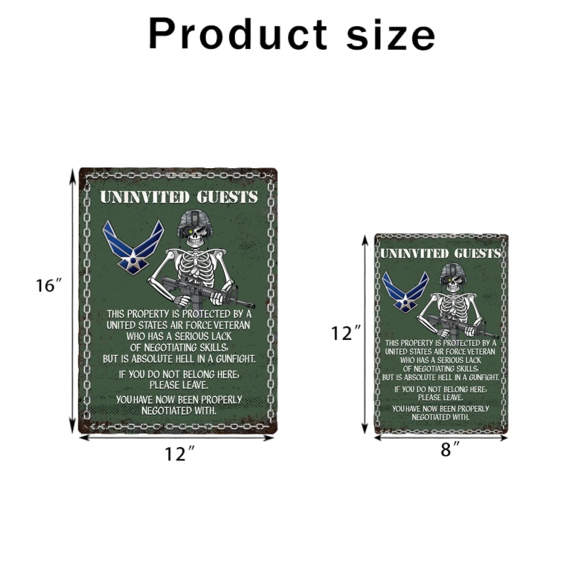 Uninvited Guests This Property Is Protected By A Veteran Personalized Custom Metal Sign 746785 - 746888 - DiyGiftly