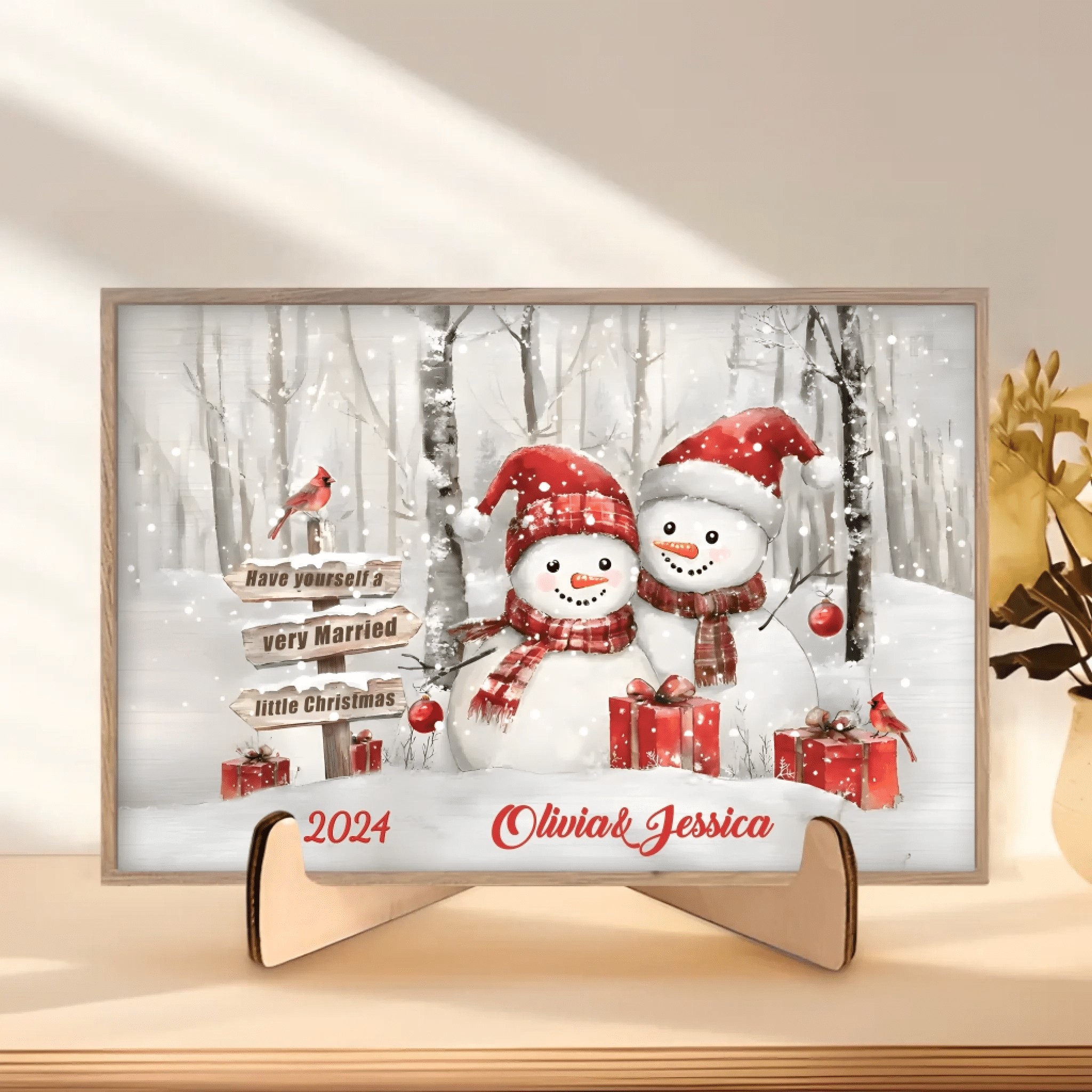 Unique Christmas Gifts for Couples Personalized Newlyweds Gifts Wooden Plaque 731623 - DiyGiftly