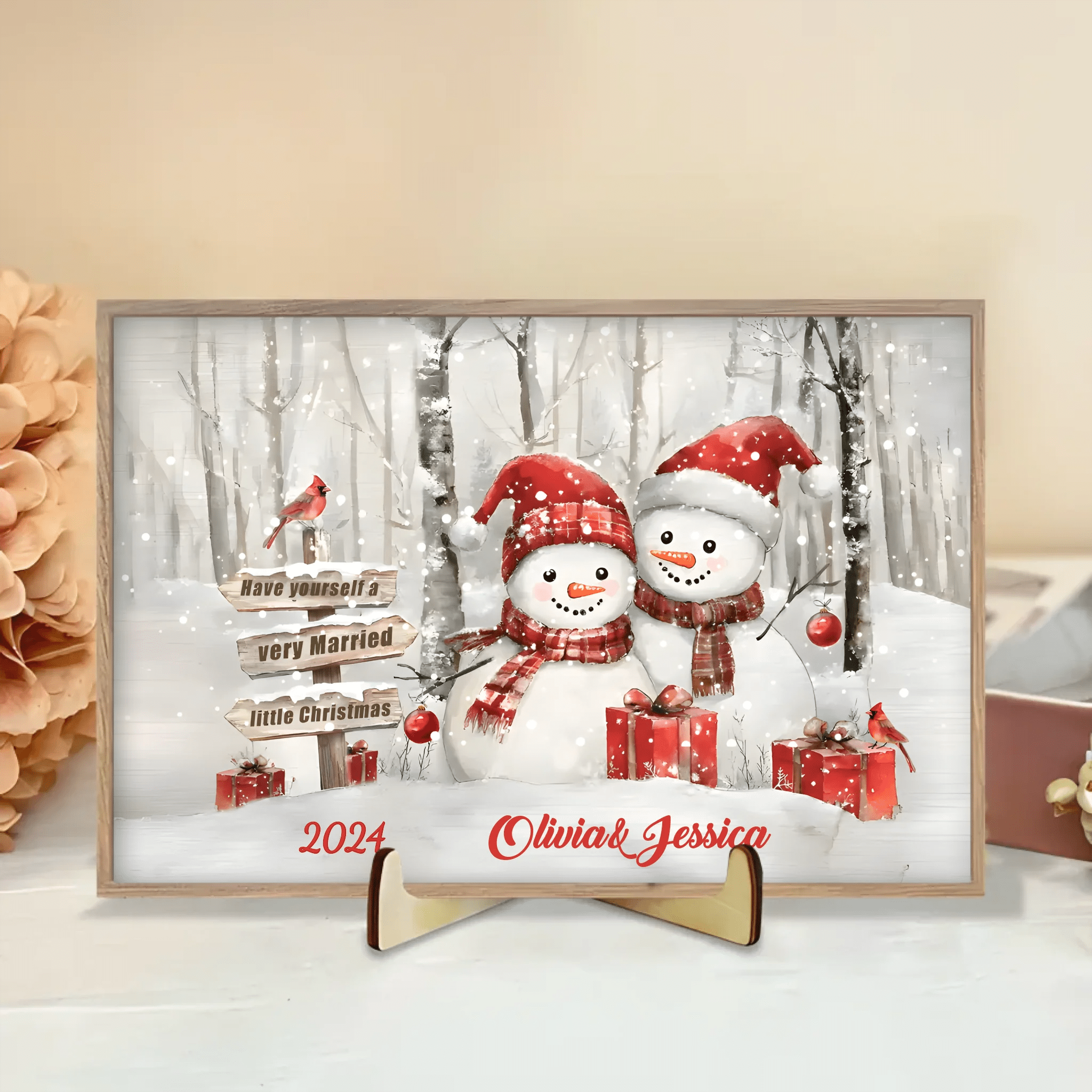 Unique Christmas Gifts for Couples Personalized Newlyweds Gifts Wooden Plaque 731623 - DiyGiftly