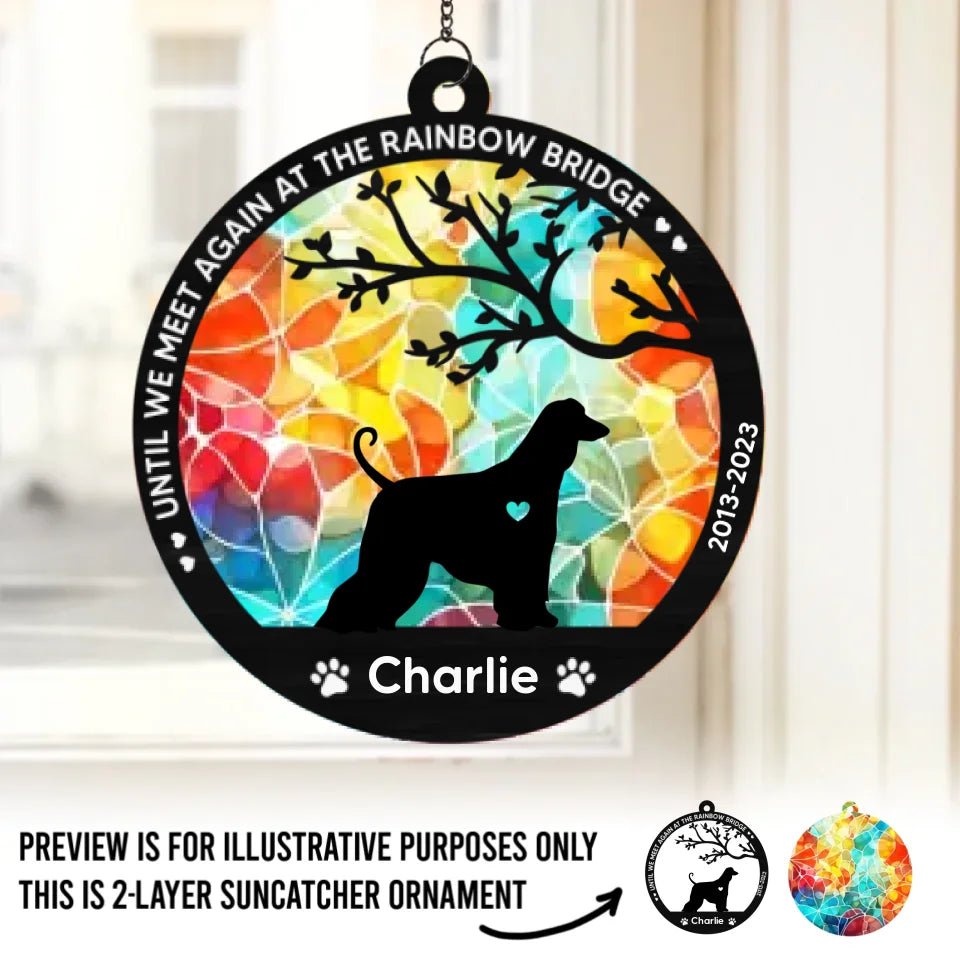 dog rainbow bridge memorial suncatcher ornament personalized design window hanging keepsake product preview