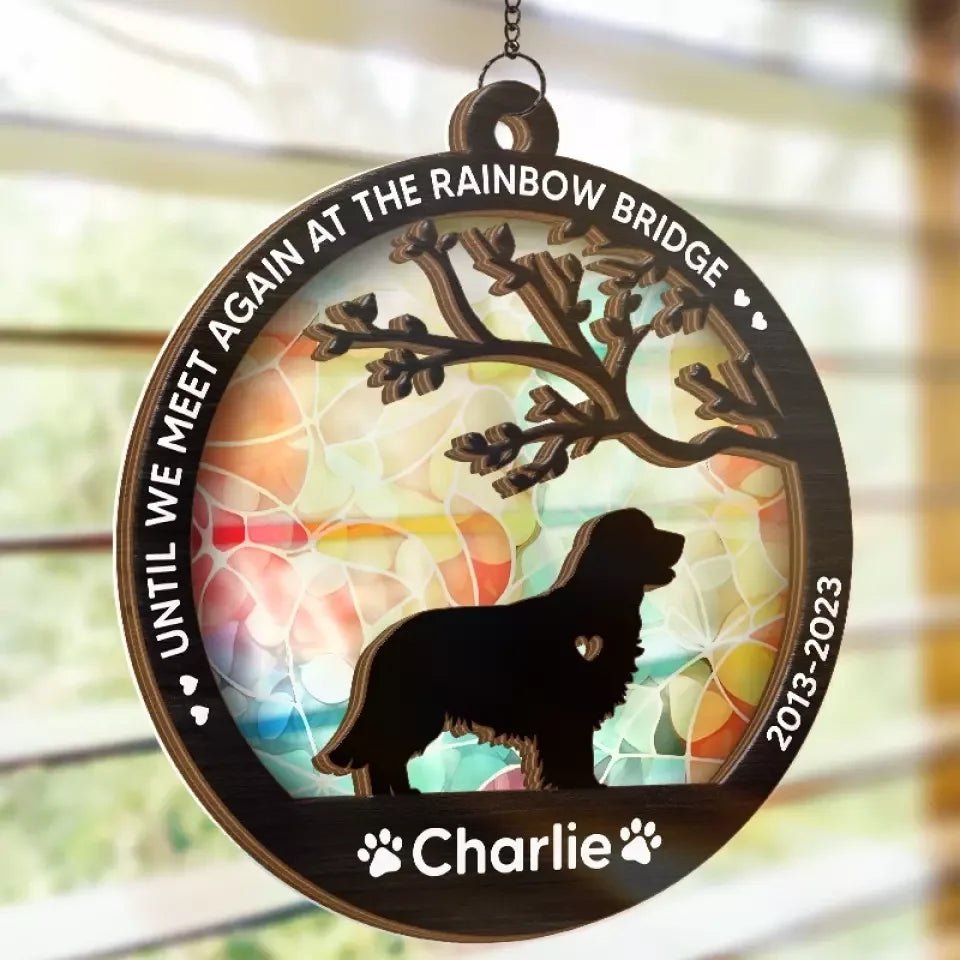 personalized design suncatcher ornament dog rainbow bridge memorial window hanging keepsake personalized preview