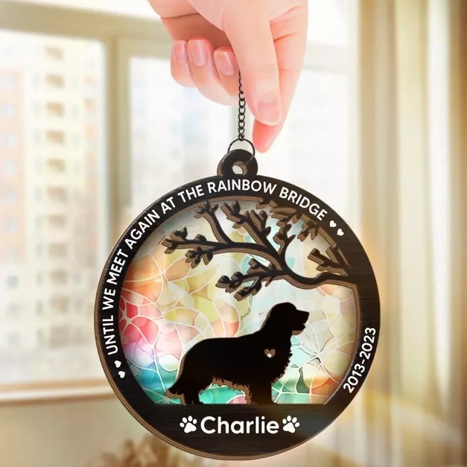 suncatcher ornament personalized design dog rainbow bridge memorial window hanging keepsake design preview