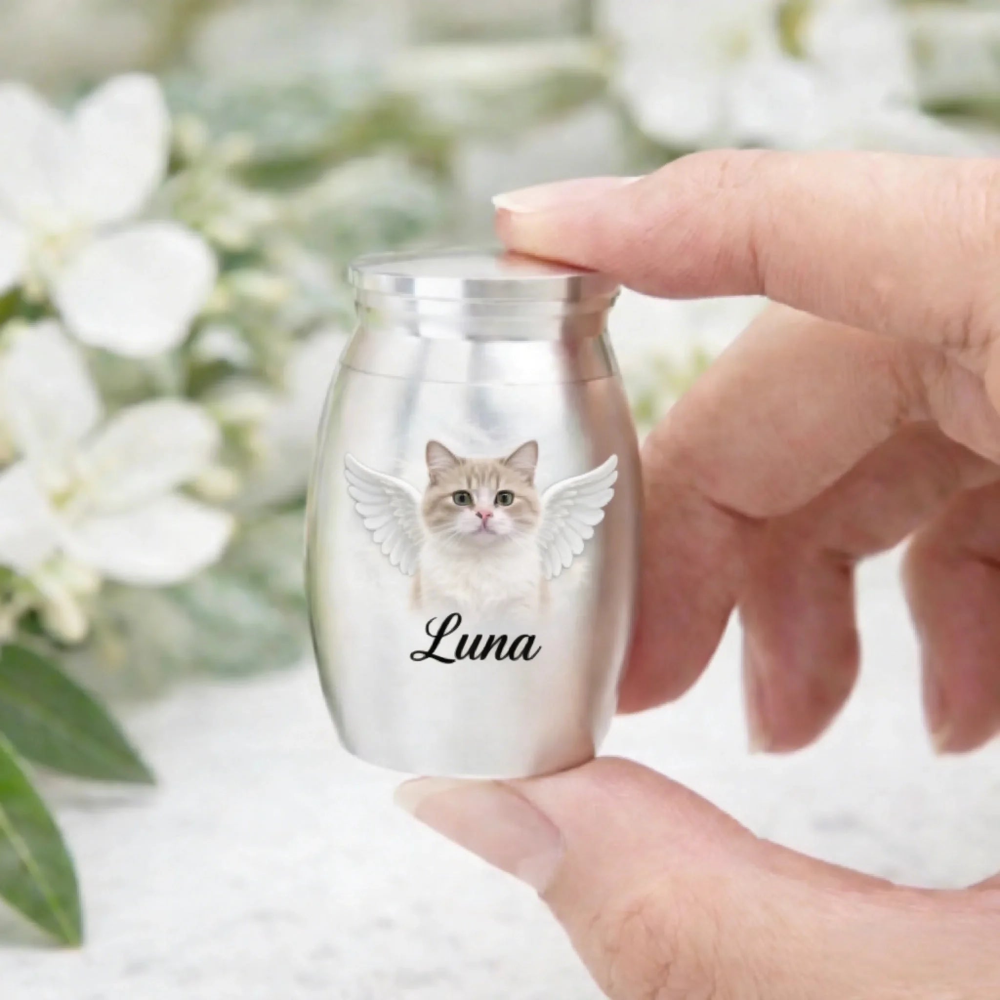 cat memorial keepsake urn with photo