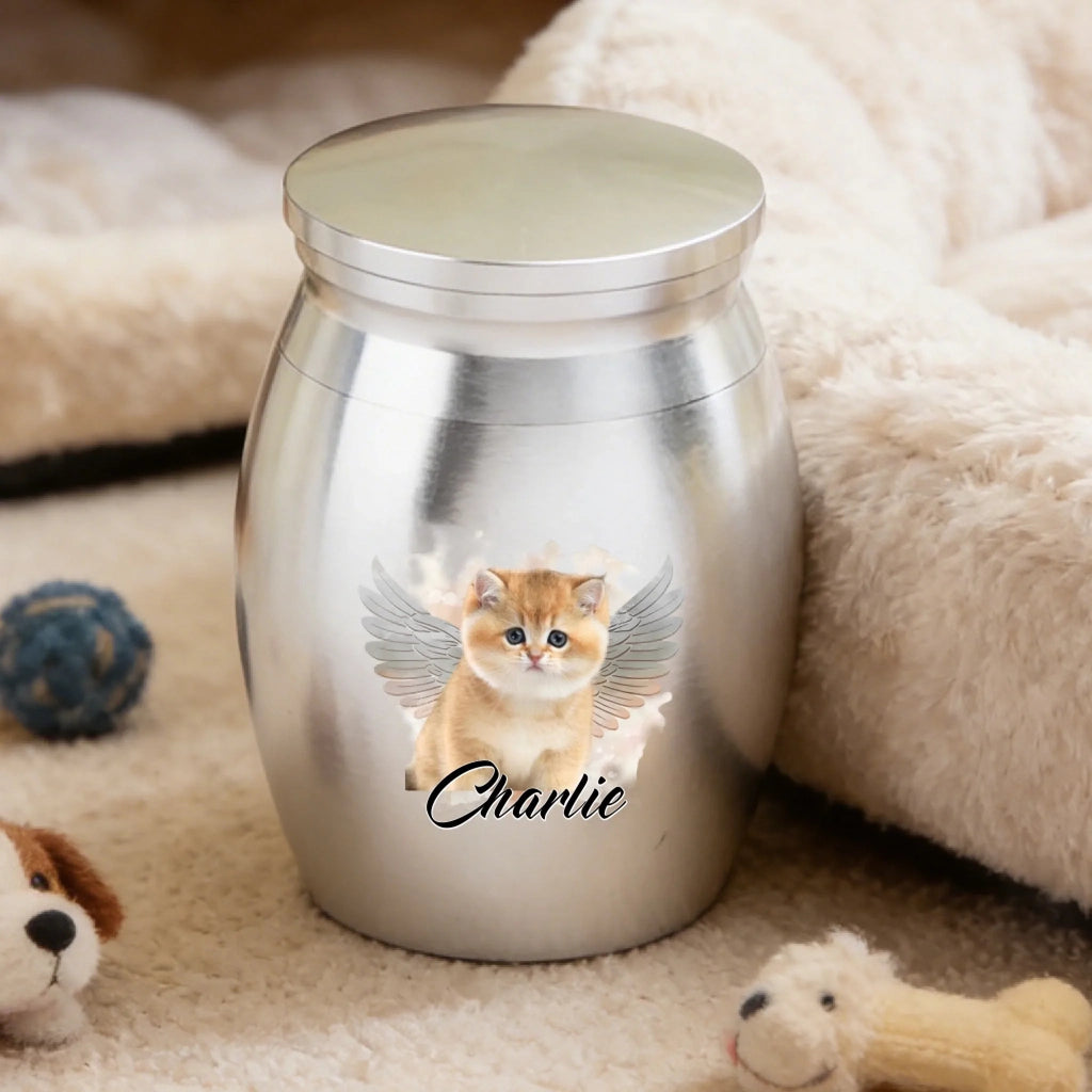personalized stainless steel cat urn