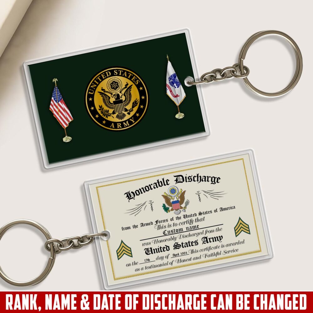 US Army, Honor, Duty, Service – Acrylic Keychain, Personalized Military Gift, Custom Engraved Key Ring for Soldiers, Veterans, or Patriotic Keepsake 81302784 - DiyGiftly