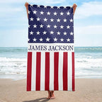 US Flag Personalized Beach Towel Personalized Name Bath Towel Custom Pool Towel Beach Towel With Name Outside Birthday Vacation Gift 75624448 - DiyGiftly