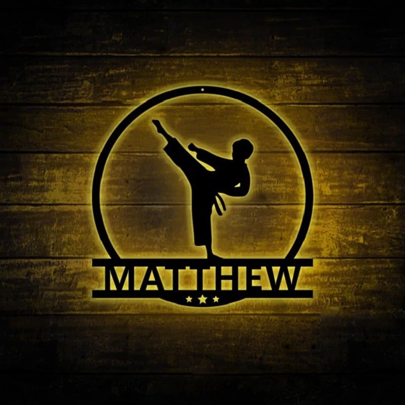 ustom Children's Karate Metal Lamp – Personalized LED Wall Light for Kids’ Martial Arts Room, Bedroom, or Dojo, Unique Gift for Young Karate Students and Martial Arts Enthusiasts 99707392 - DiyGiftly