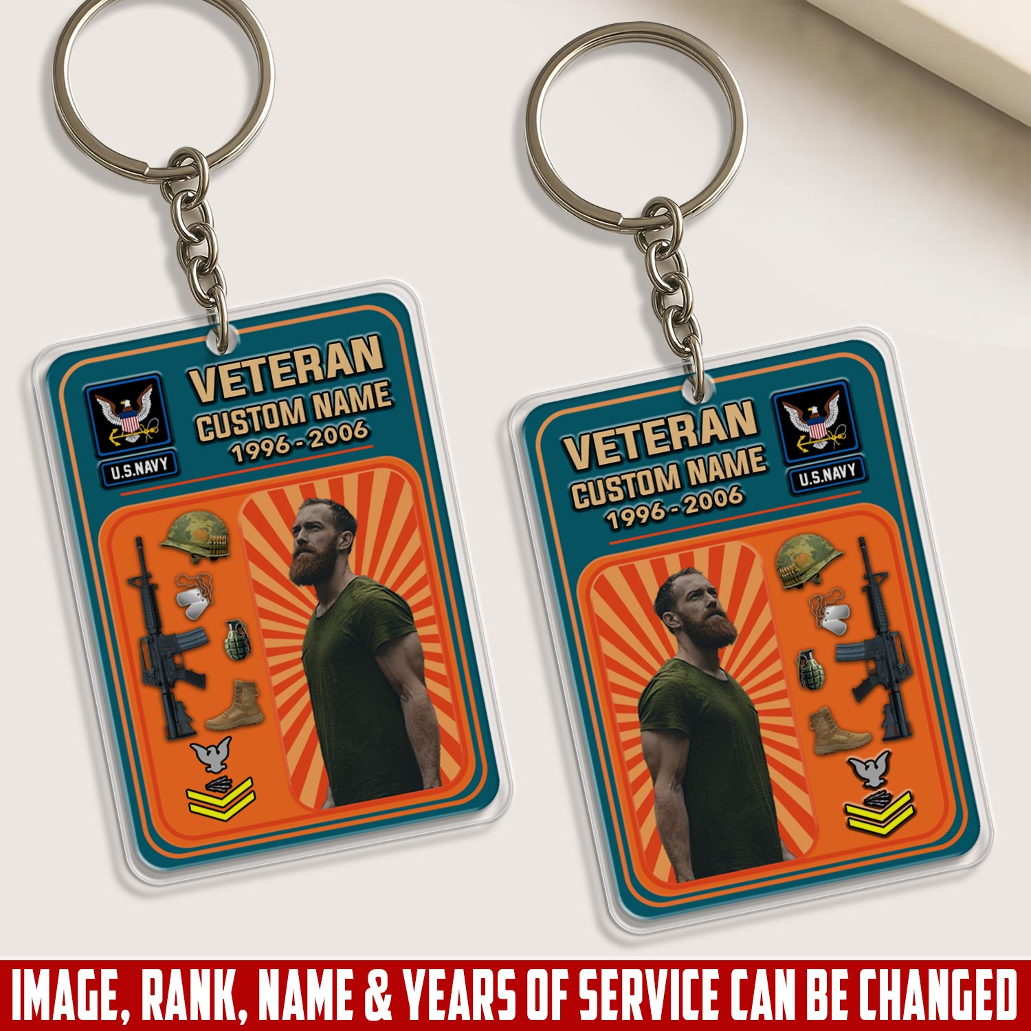 Veteran Action Figure Style Acrylic Keychain, Personalized Military Gift, Custom Engraved Key Ring for Soldiers, Veterans, or Patriotic Keepsake 22727168 - DiyGiftly