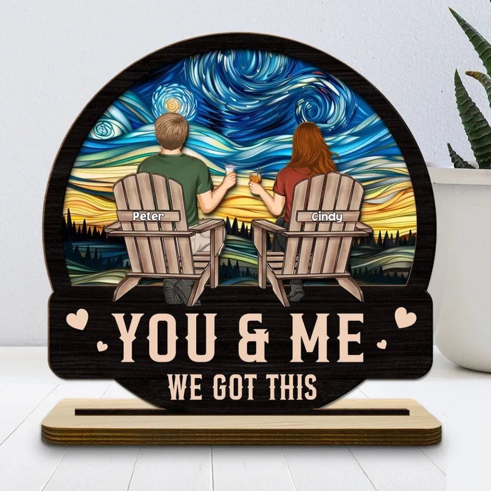 We got this - Personalized Custom 2 - Layer Wood Plaque With Flat Base 750046 - DiyGiftly