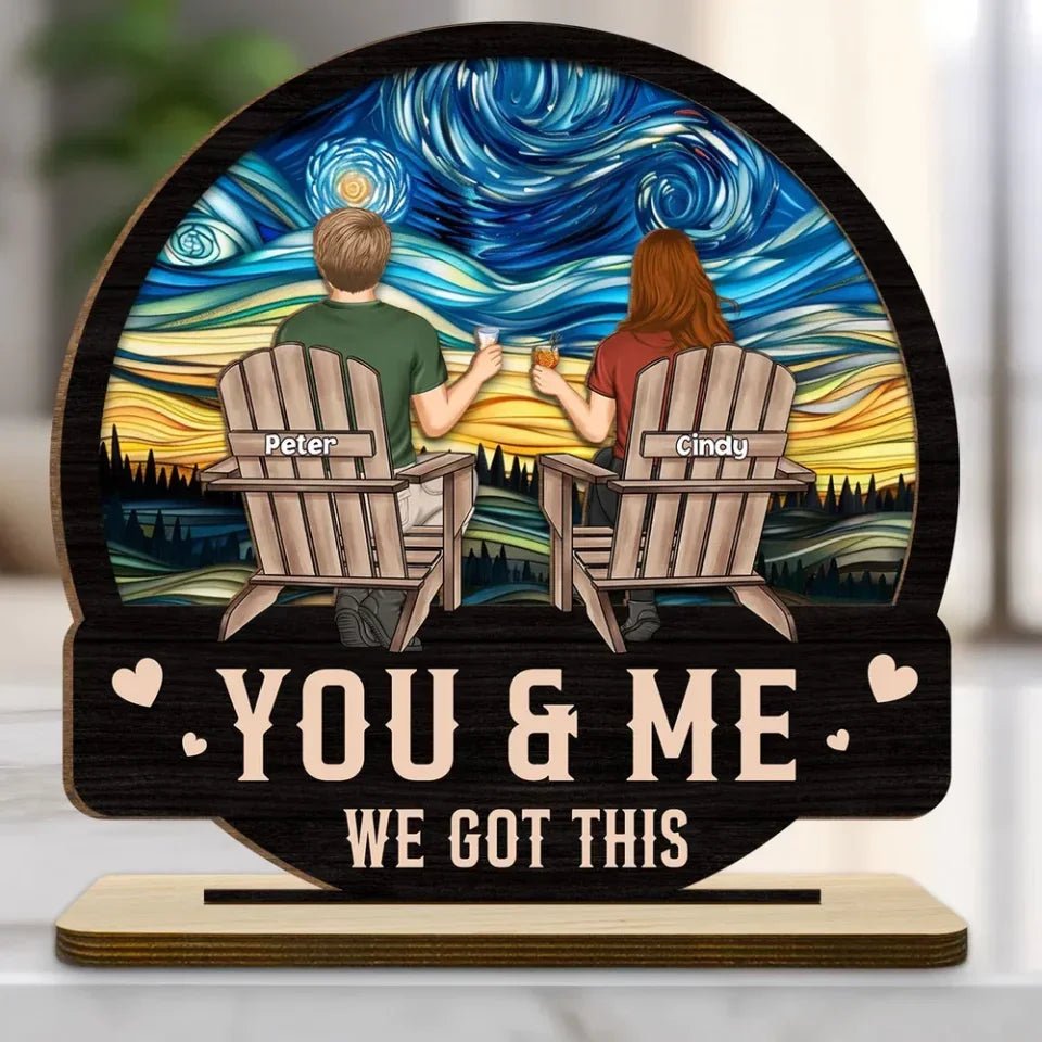 We got this - Personalized Custom 2 - Layer Wood Plaque With Flat Base 750046 - DiyGiftly