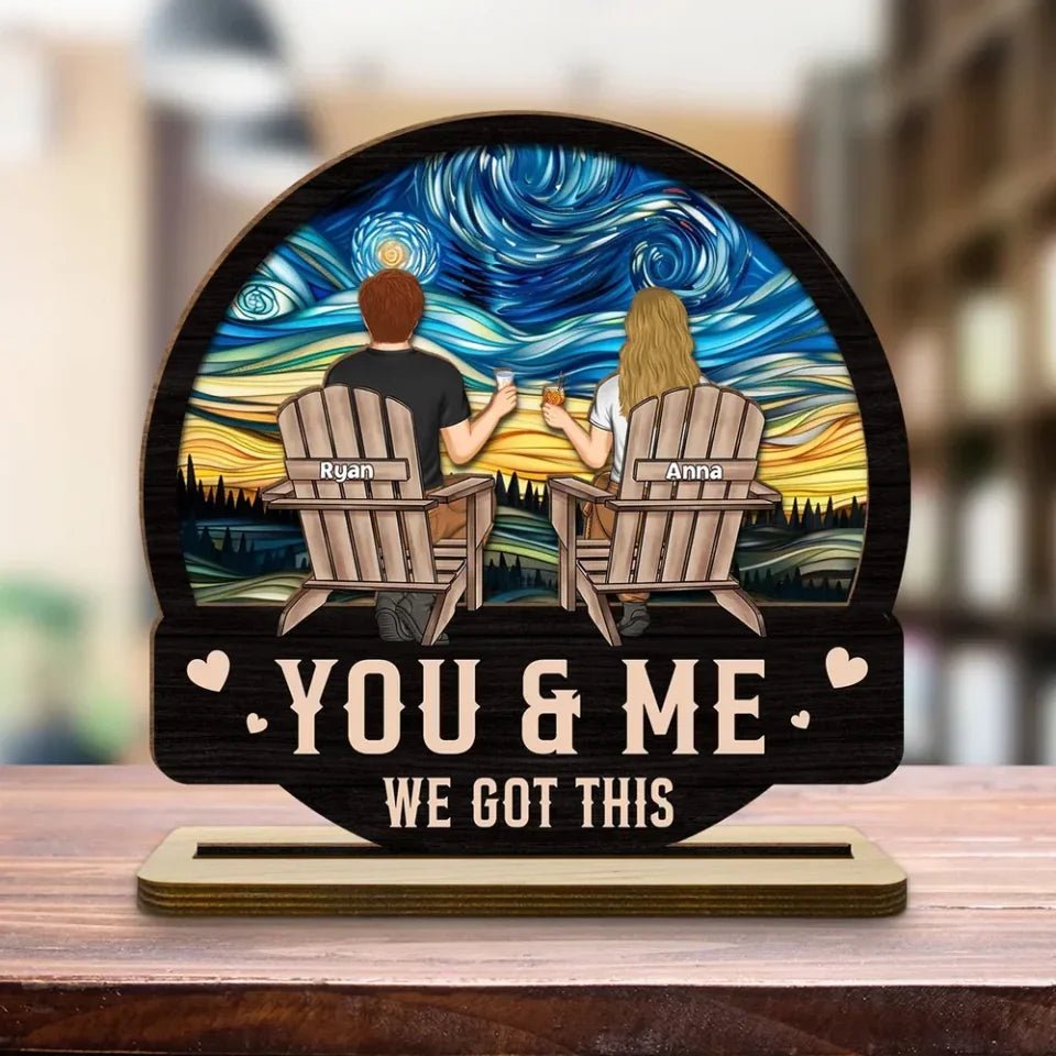 We got this - Personalized Custom 2 - Layer Wood Plaque With Flat Base 750046 - DiyGiftly