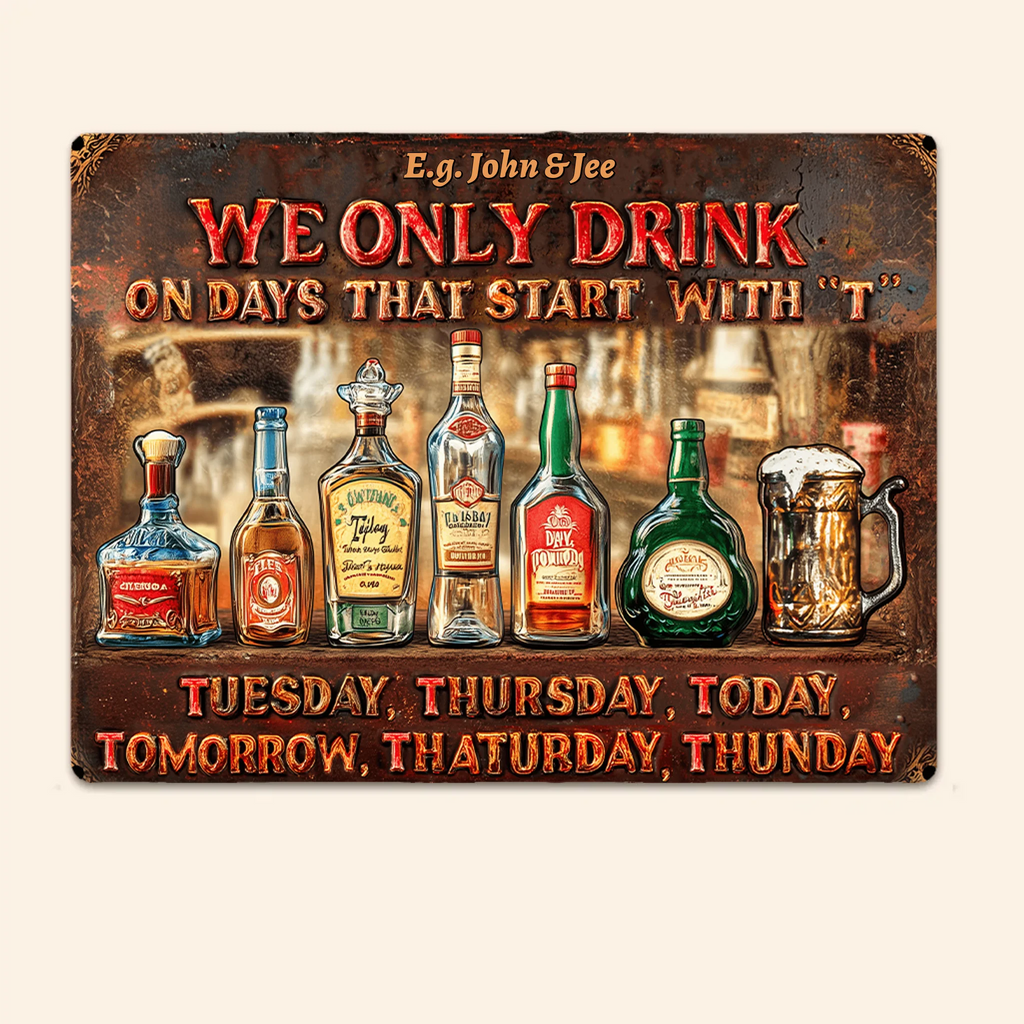 We Only Drink On Days That Start With "T" - Personalized Beer Rectangle Metal Sign 739641 - 740526 - DiyGiftly