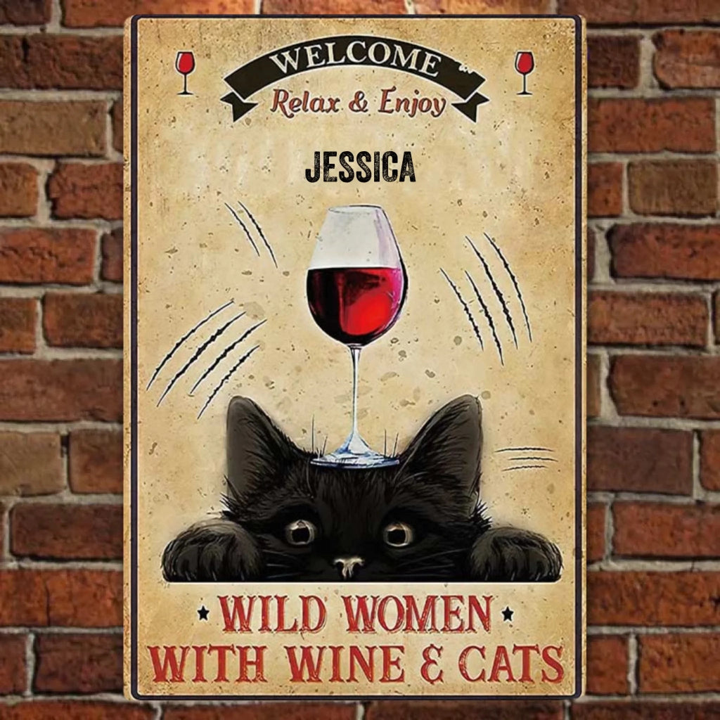 Welcome - Cat Personalized Rectangle Metal Sign 735537 - 736189 - DiyGiftly