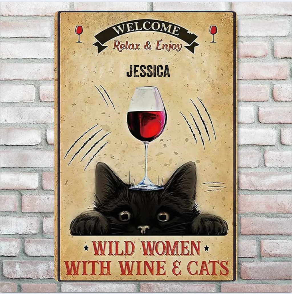 Welcome - Cat Personalized Rectangle Metal Sign 735537 - 736189 - DiyGiftly