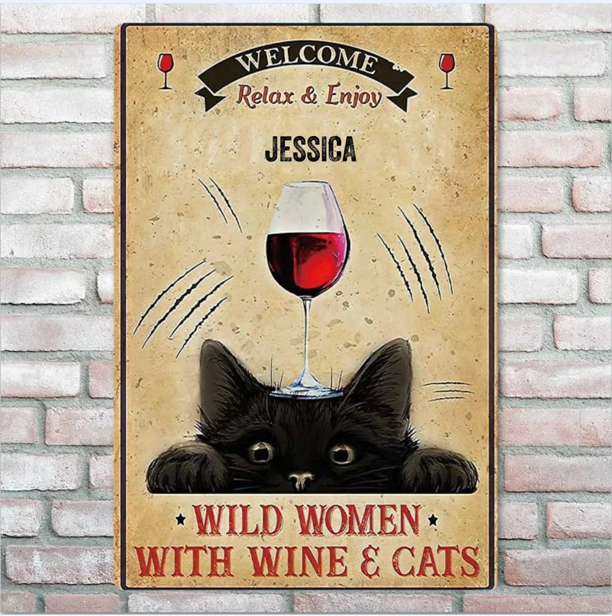 Welcome - Cat Personalized Rectangle Metal Sign 735537 - 736189 - DiyGiftly