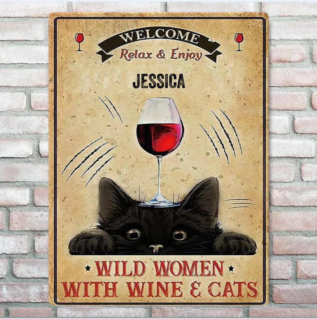 Welcome - Cat Personalized Rectangle Metal Sign 735537 - 736189 - DiyGiftly