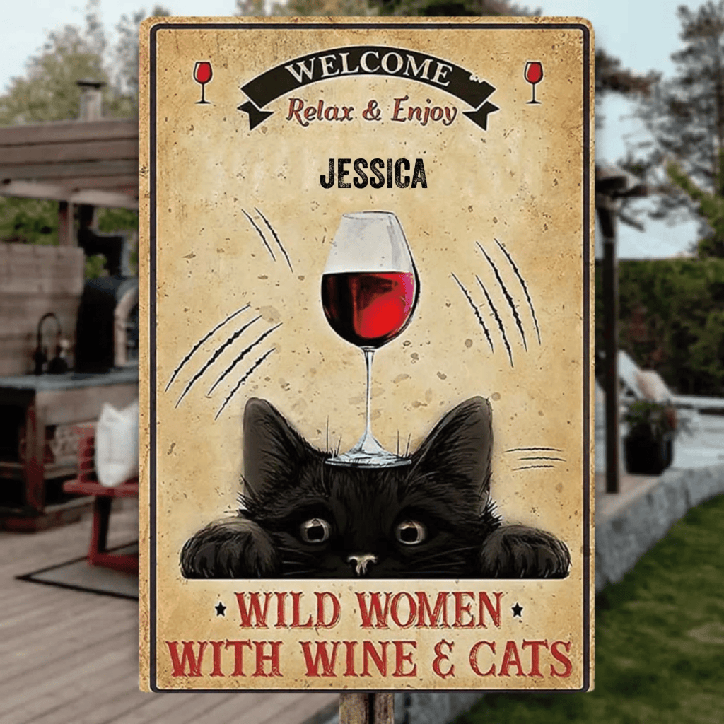 Welcome - Cat Personalized Rectangle Metal Sign 735537 - 736189 - DiyGiftly