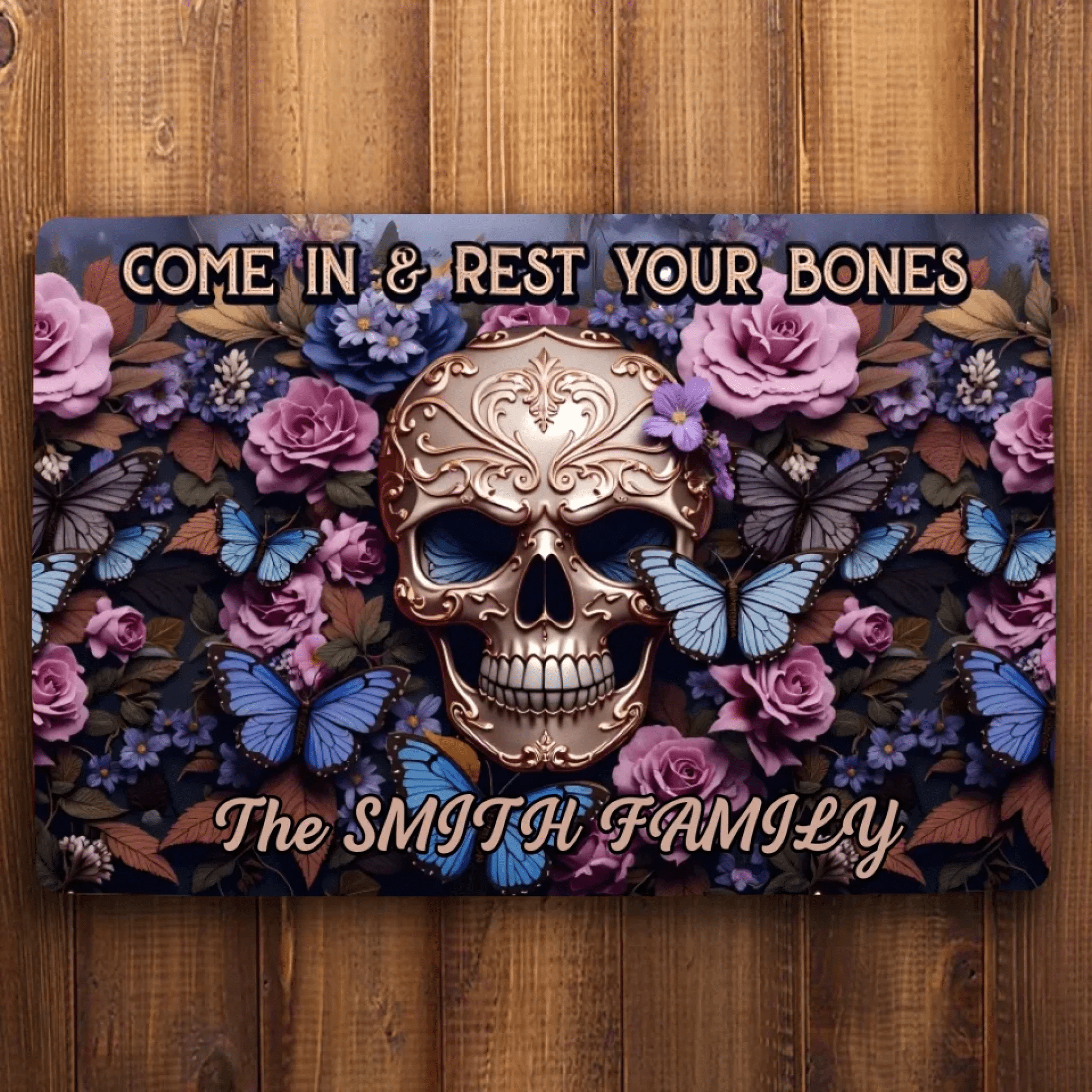 Welcome Come In & Rest Your Bones - Personalized Skull Doormat 748567 - DiyGiftly