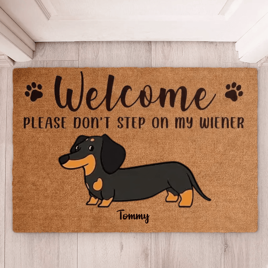 Welcome, Please Don't Step On My Wiener - Funny Personalized Decorative Mat, Doormat 688094 - DiyGiftly