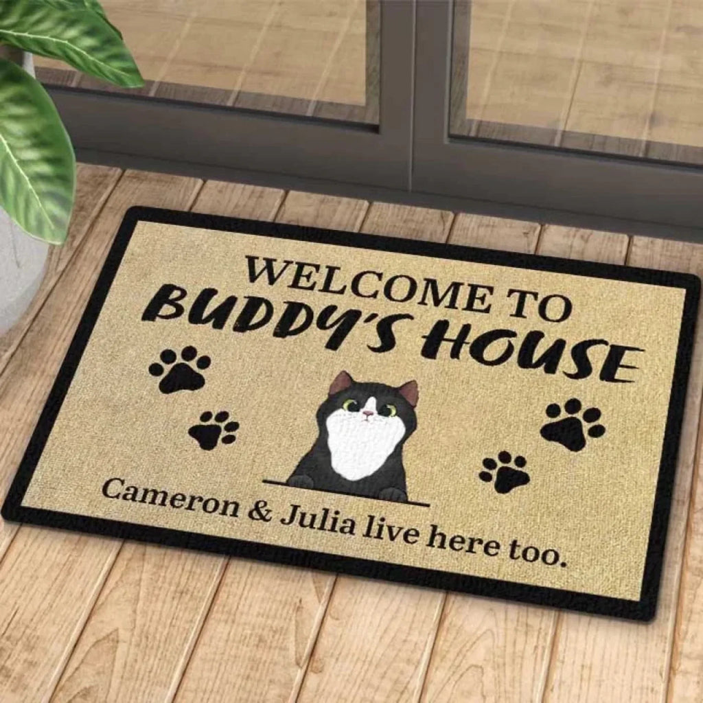 Welcome To Cats' House - Funny Personalized Cat Decorative Mat, Doormat 688185 - DiyGiftly