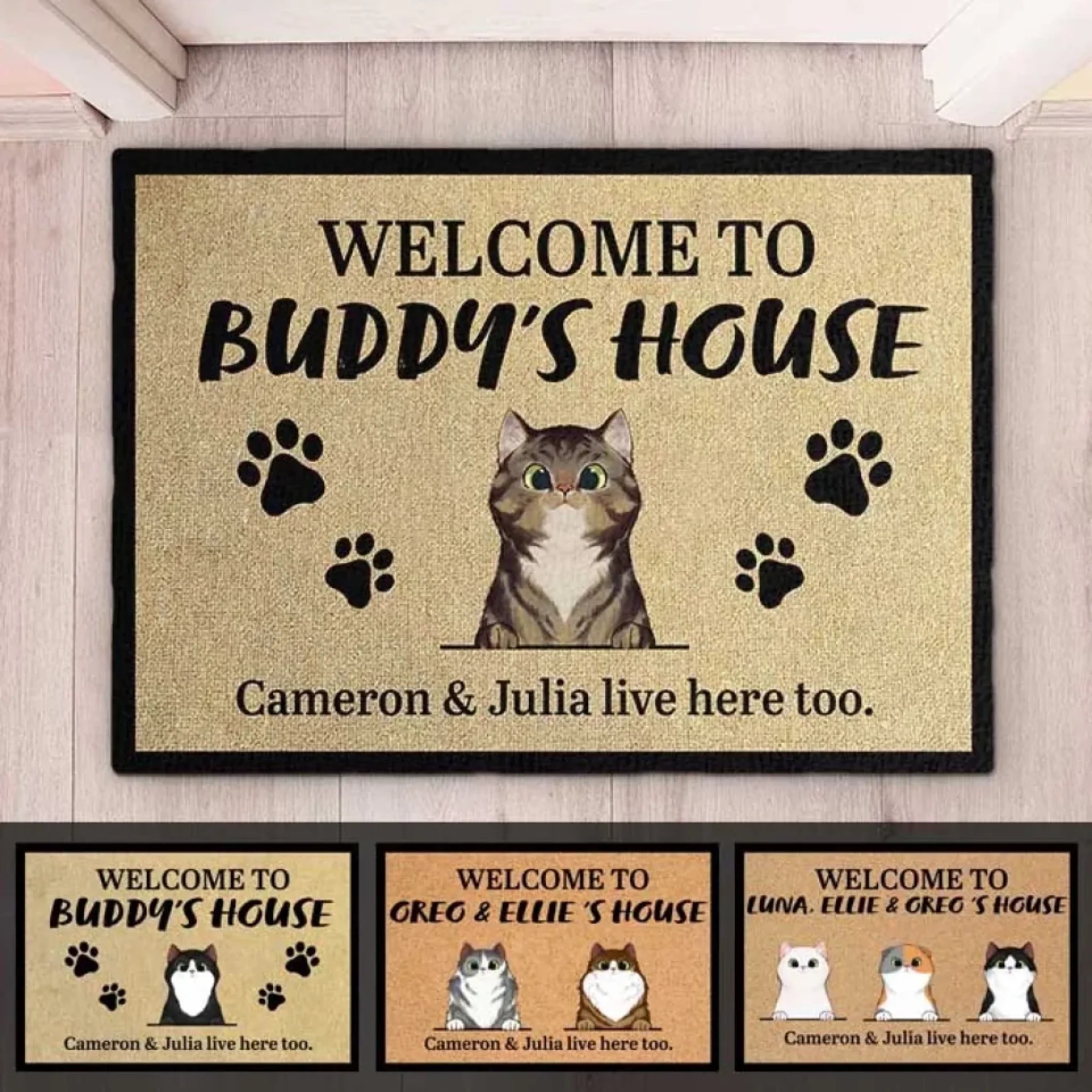 Welcome To Cats' House - Funny Personalized Cat Decorative Mat, Doormat 688185 - DiyGiftly