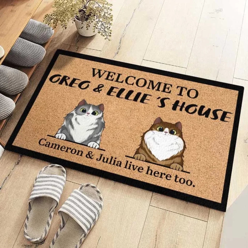 Welcome To Cats' House - Funny Personalized Cat Decorative Mat, Doormat 688185 - DiyGiftly