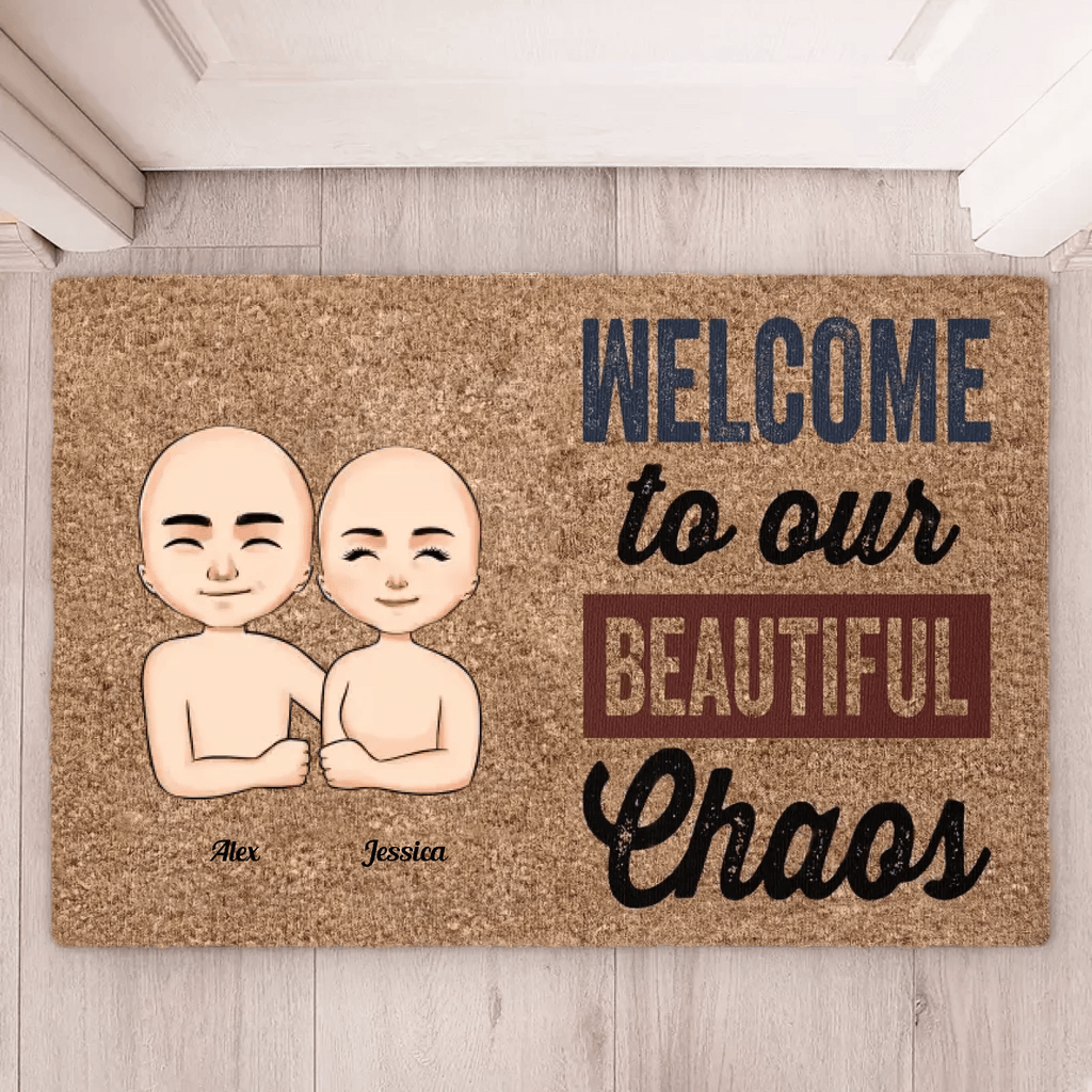 Welcome To Our Beatiful Chaos - Personalized Doormat - Welcome Mat, Funny Gift For Family 684715 - DiyGiftly