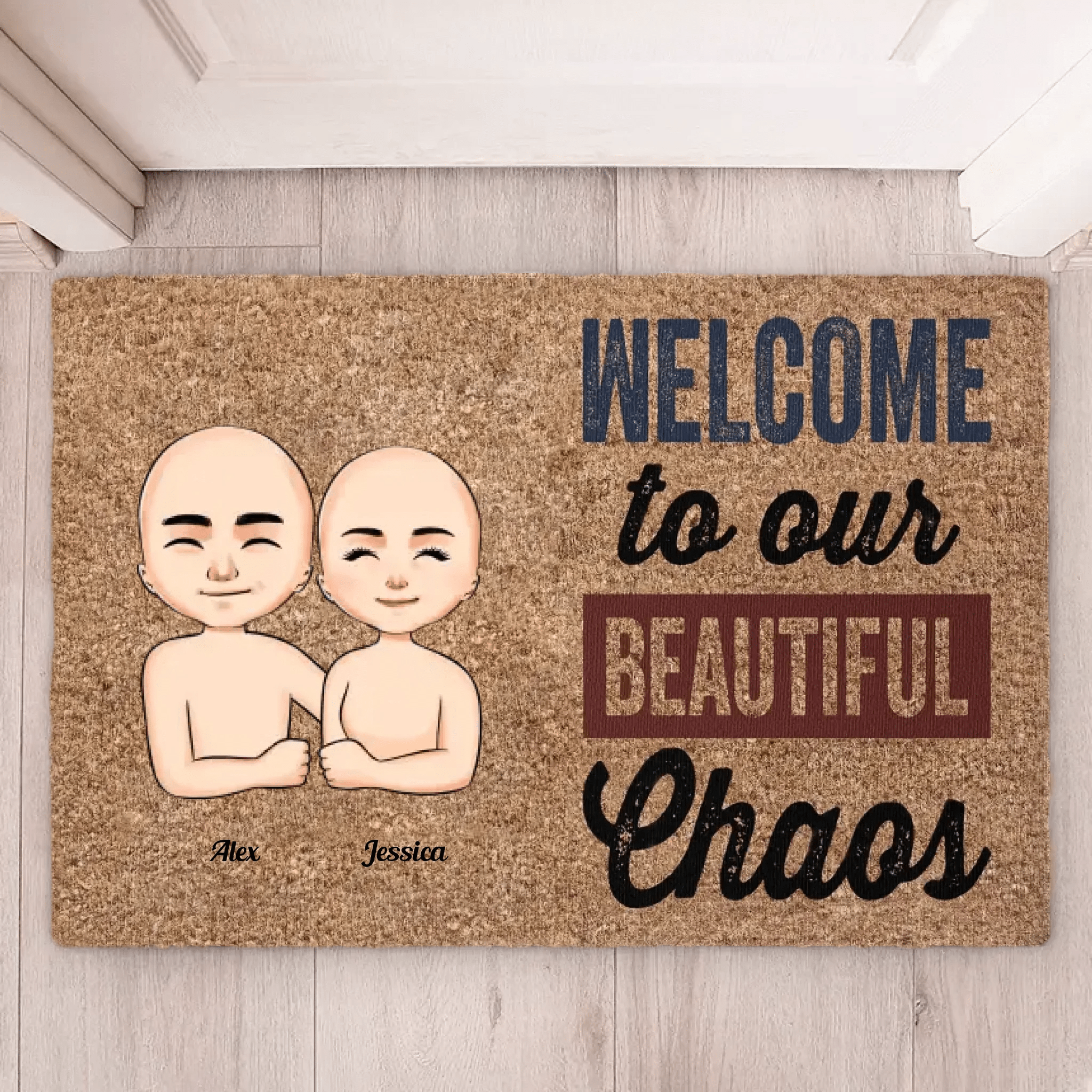 Welcome To Our Beatiful Chaos - Personalized Doormat - Welcome Mat, Funny Gift For Family 684715 - DiyGiftly