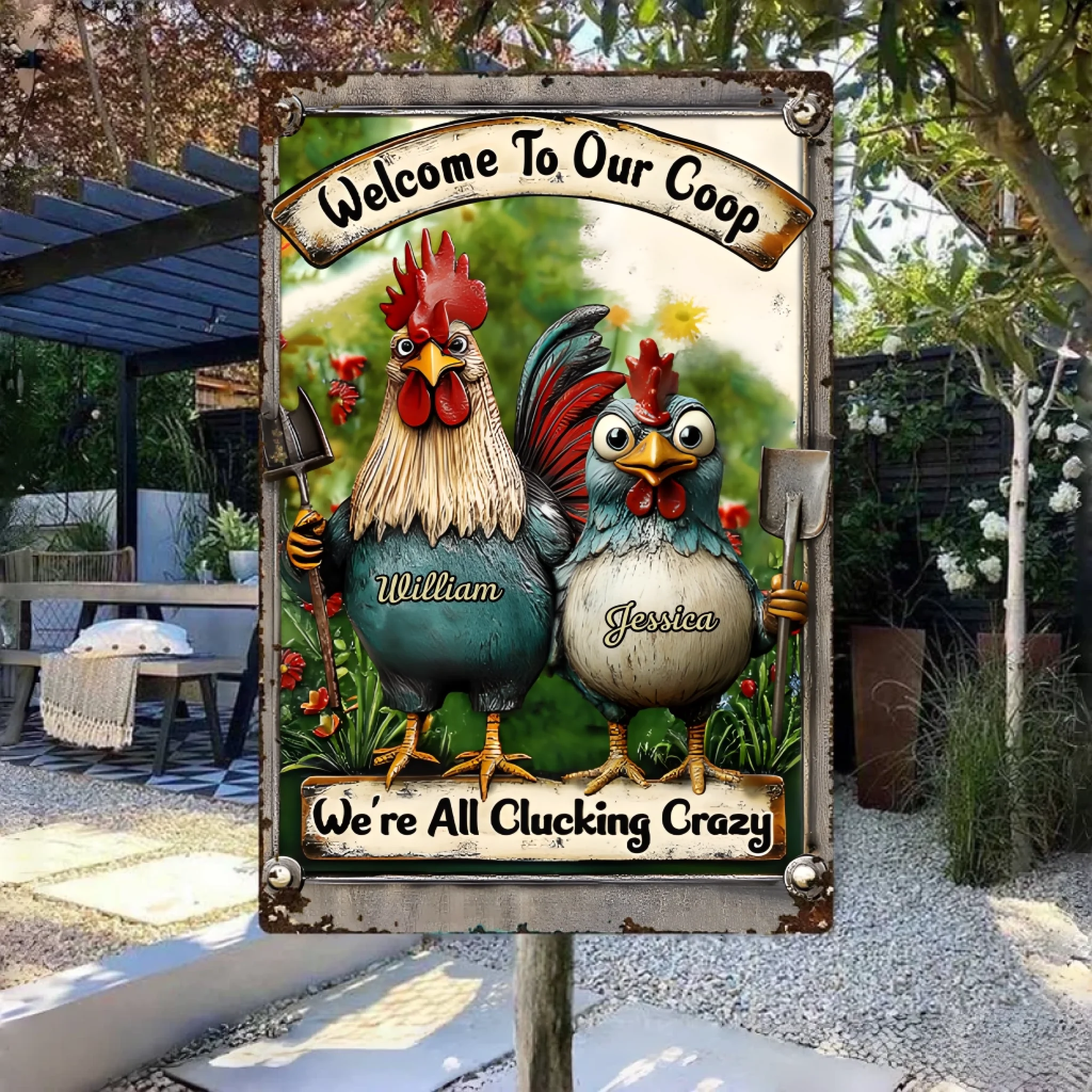 welcome to our coop custom name metal sign for wall decor