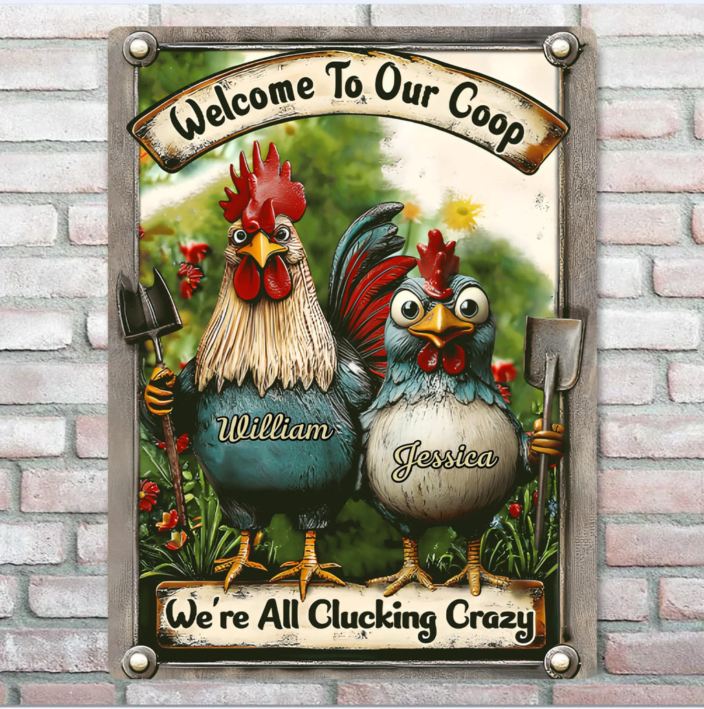 welcome to our coop custom name metal sign as a new home gift