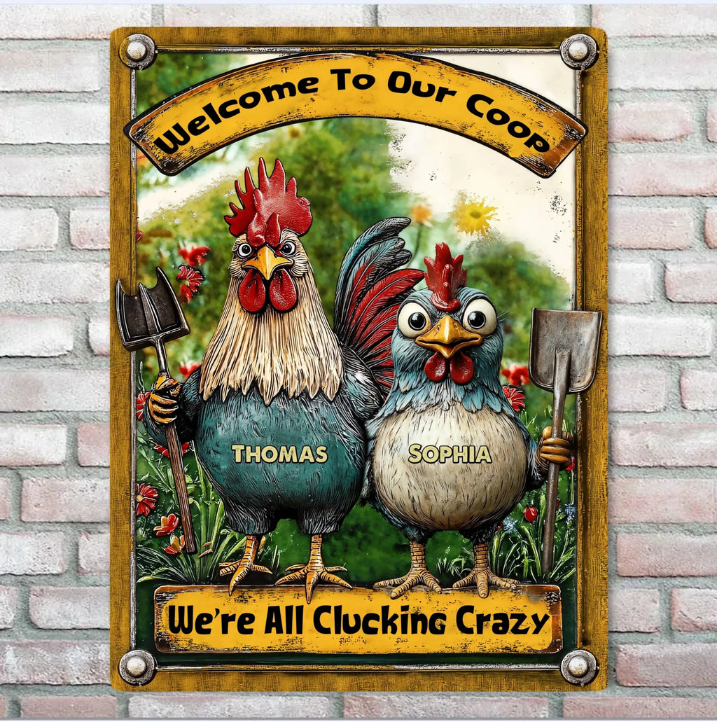 welcome to our coop custom name metal sign as a new home gift