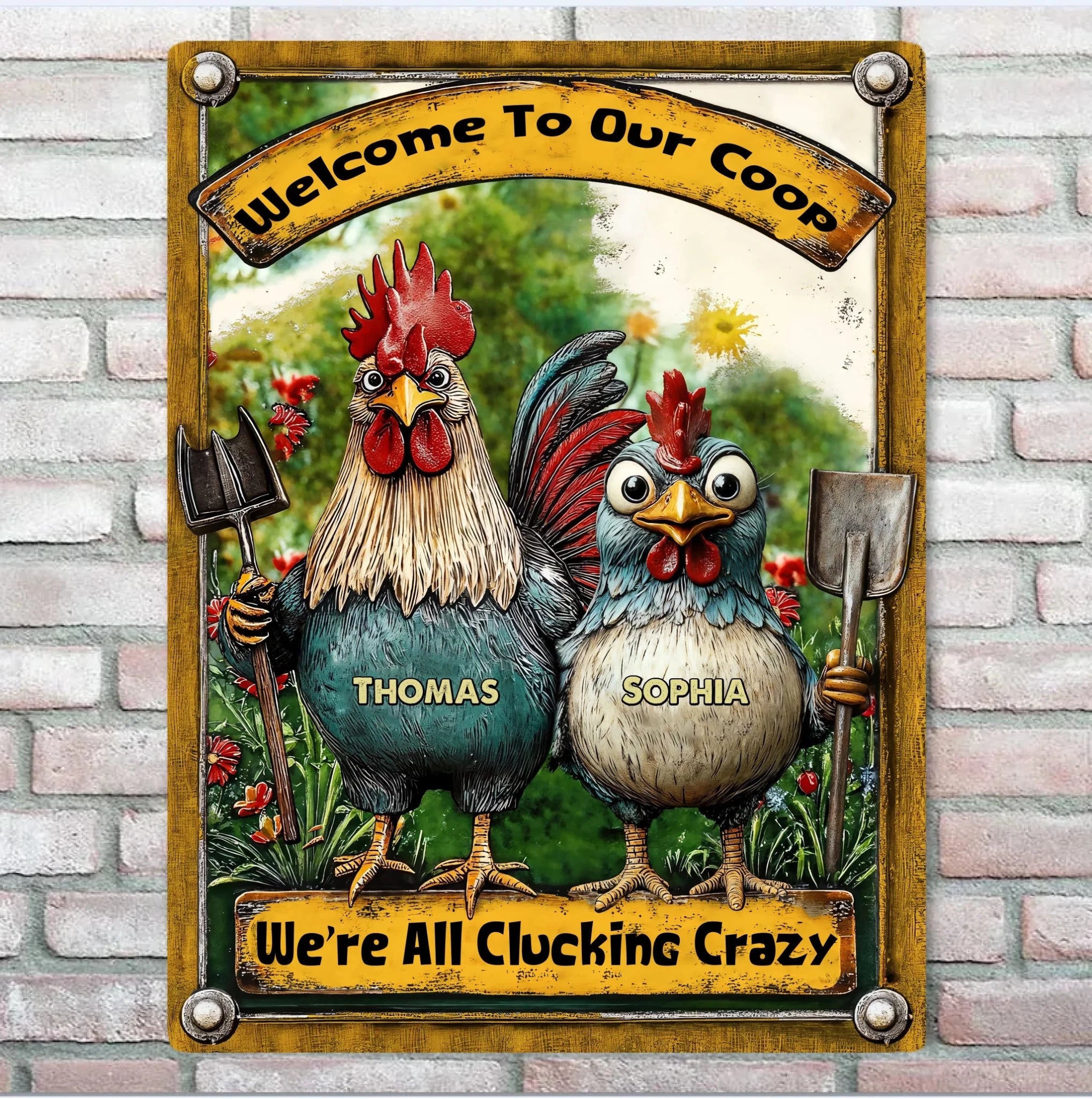 welcome to our coop custom name metal sign as a new home gift