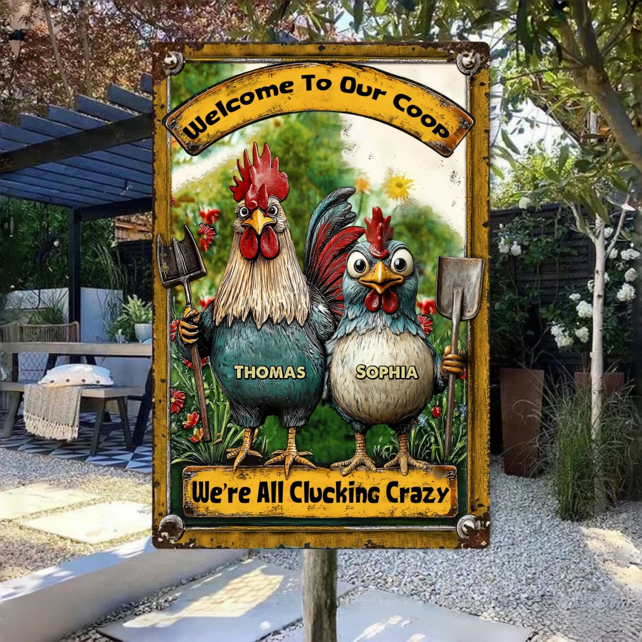 welcome to our coop custom name metal sign for wall decor