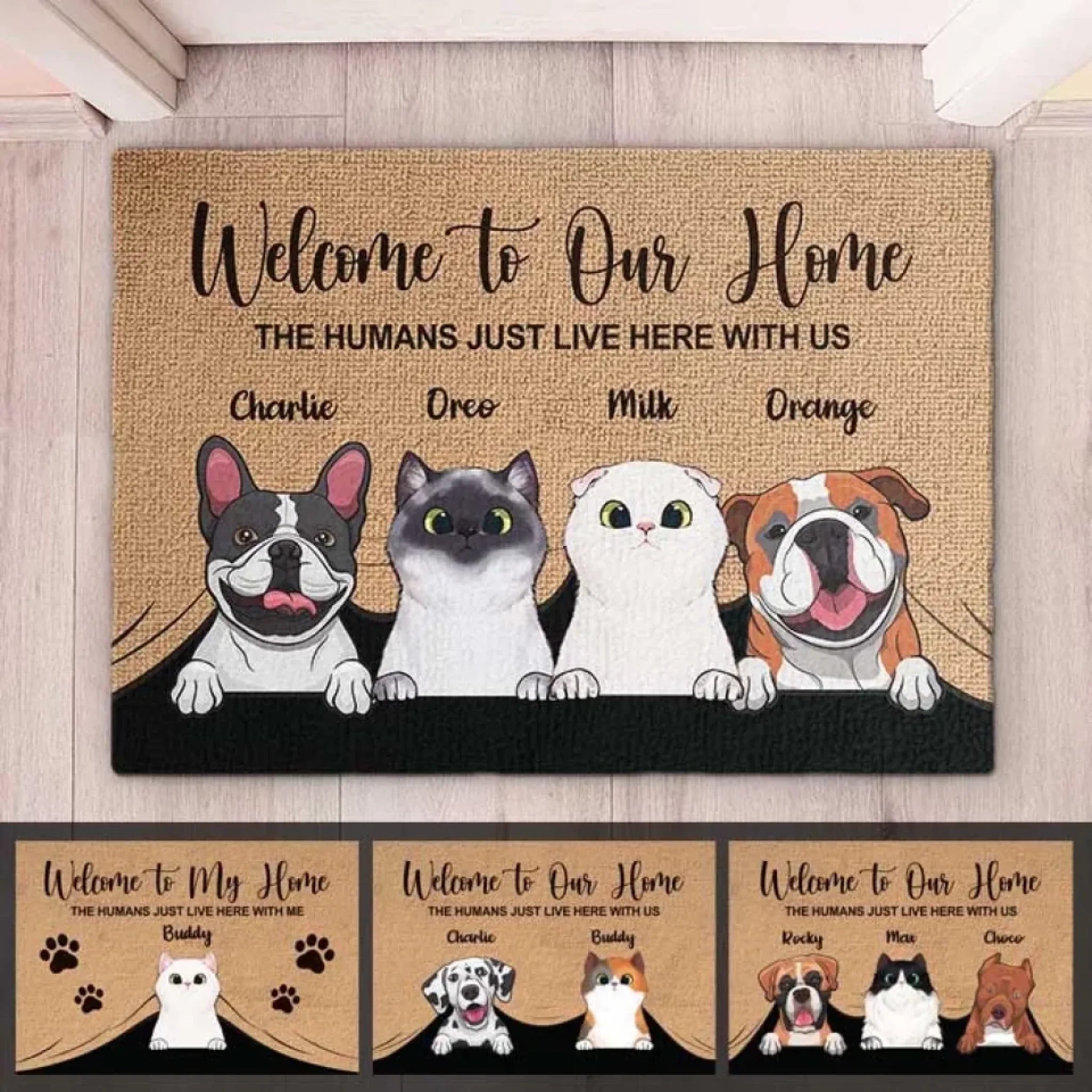 Welcome To The Pet Home - Funny Personalized Pet Decorative Mat, Doormat (Cat & Dog) 687013 - DiyGiftly