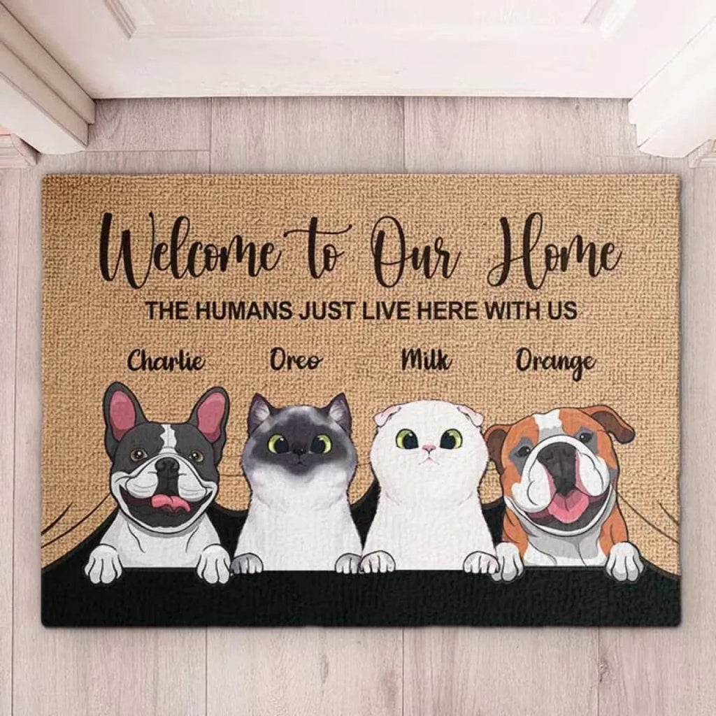 Welcome To The Pet Home - Funny Personalized Pet Decorative Mat, Doormat (Cat & Dog) 687013 - DiyGiftly