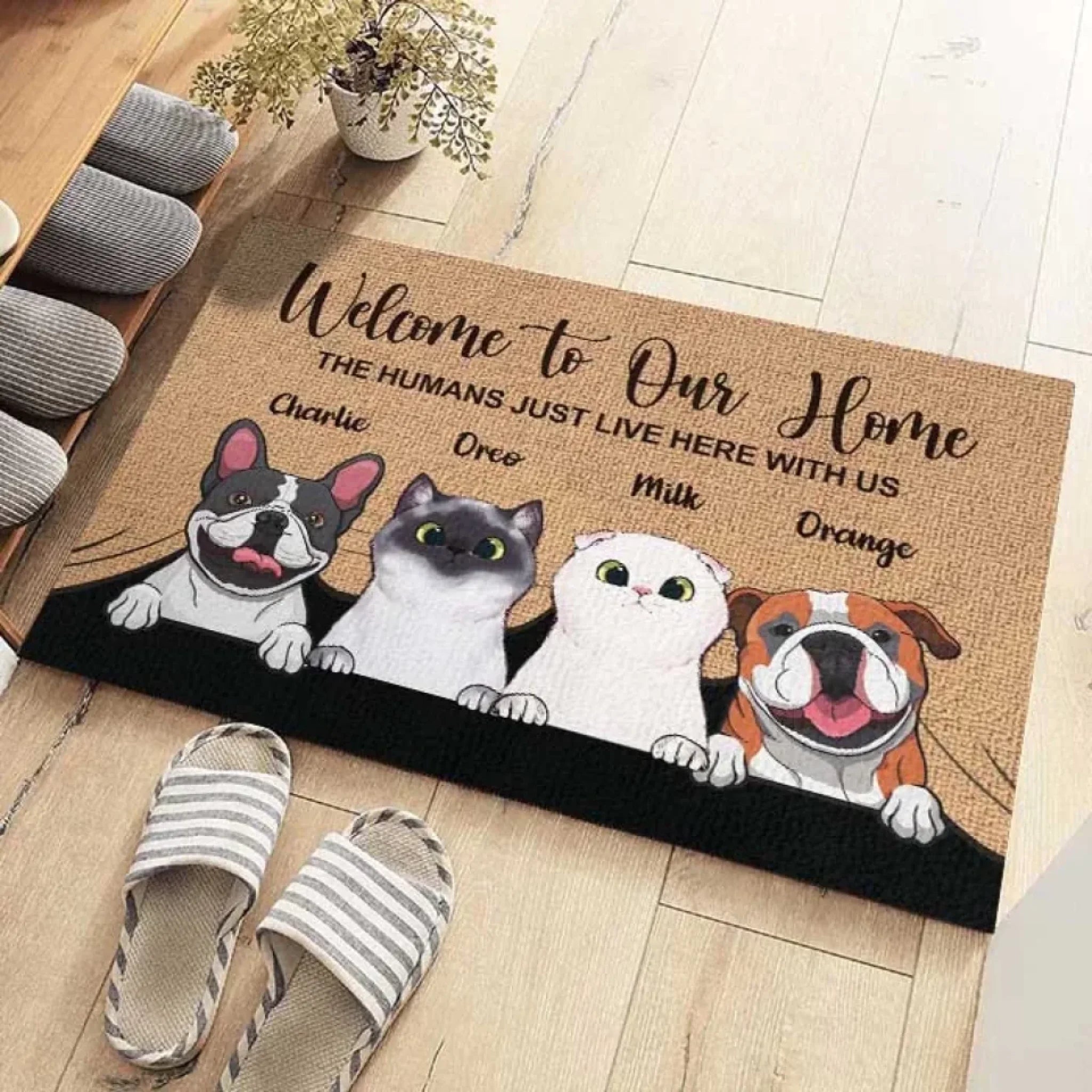 Welcome To The Pet Home - Funny Personalized Pet Decorative Mat, Doormat (Cat & Dog) 687013 - DiyGiftly