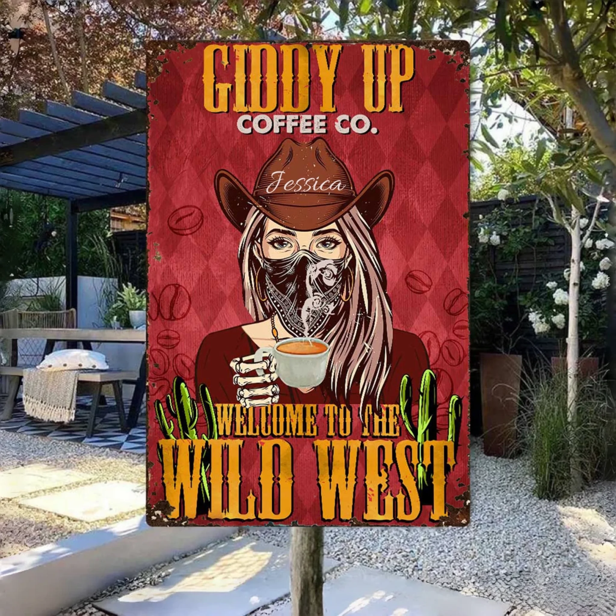 Welcome To The Wild West Giddy Up - Horse Metal Sign 741207 - 741213 - DiyGiftly