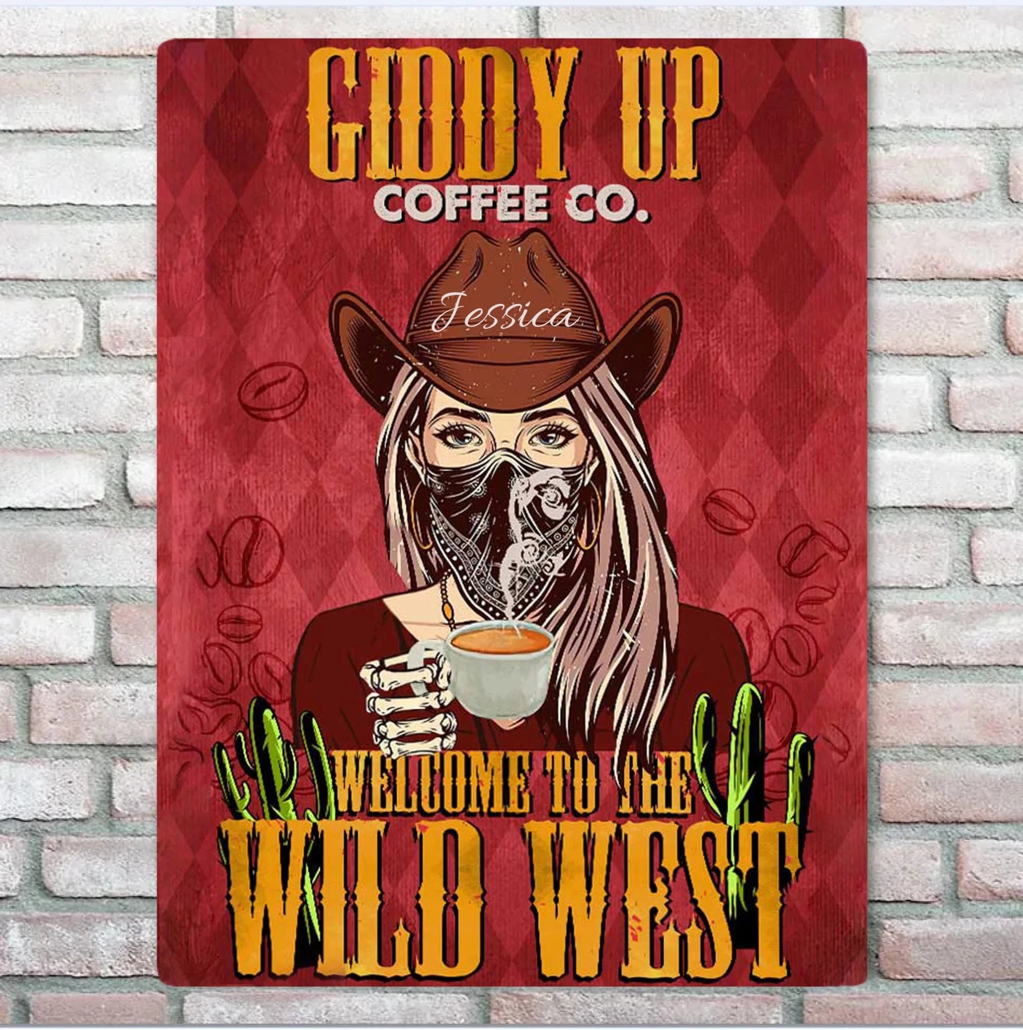 Welcome To The Wild West Giddy Up - Horse Metal Sign 741207 - 741213 - DiyGiftly