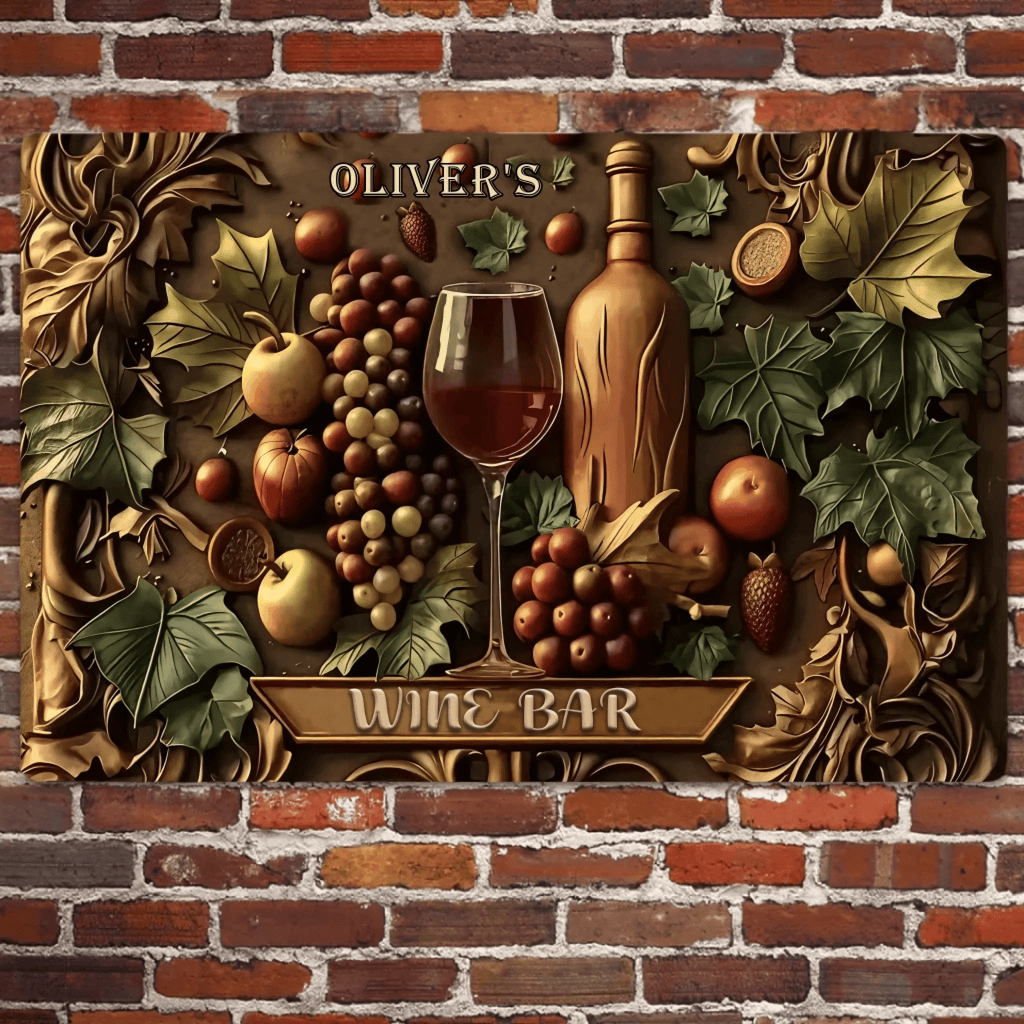 Welcome To The Wine Bar - Personalized Wine Rectangle Metal Sign 736952 - 736953 - DiyGiftly